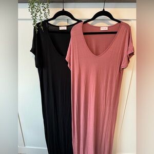 Pink Lily Black and Mauve Maxi Dresses T shirt style
